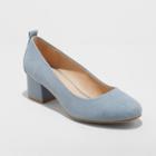 Women's Lenora Wide Width Microsuede Closed Toe Heeled Pumps - Universal Thread Blue 6w,