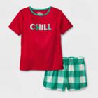 Girls' 2pc Chill Plaid Short Sleeve Pajama Set - Cat & Jack Dark Red