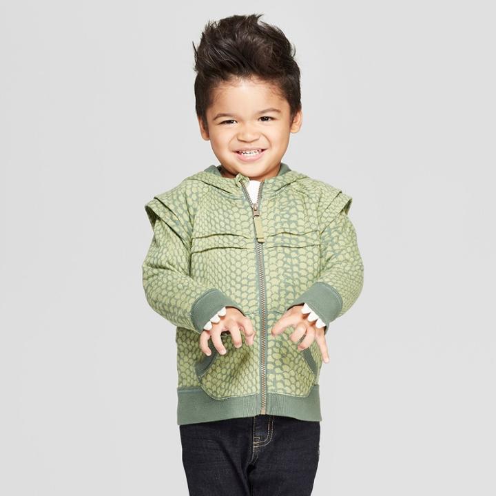 Genuine Kids From Oshkosh Toddler Boys' Dinosaur Costume Hoodie - Green