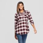 Maternity Plaid Flannel Popover Tunic - Isabel Maternity By Ingrid & Isabel Black