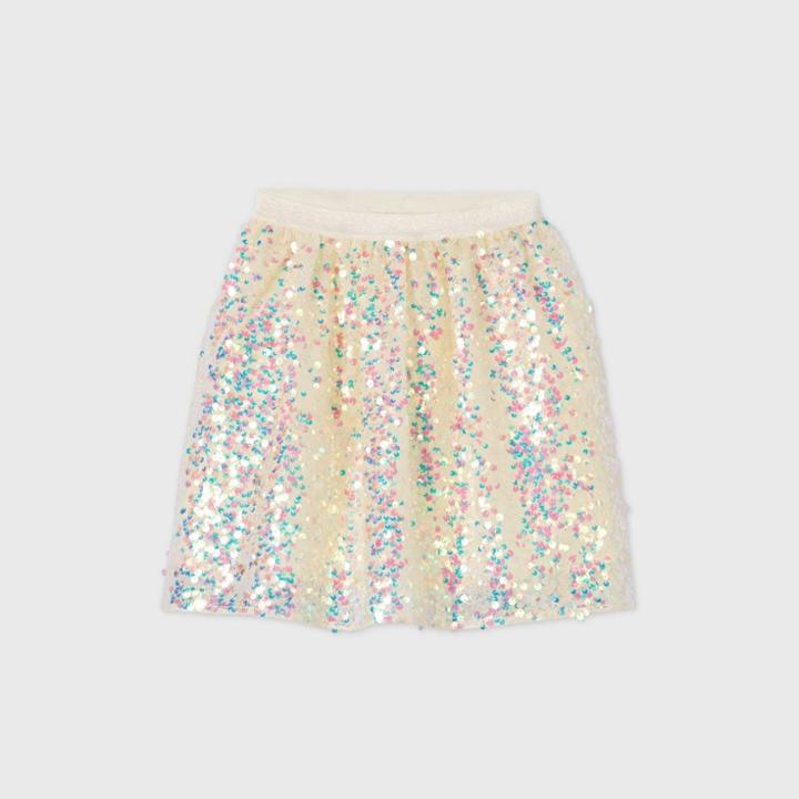 Girls' Sequin Skirt - Cat & Jack Cream