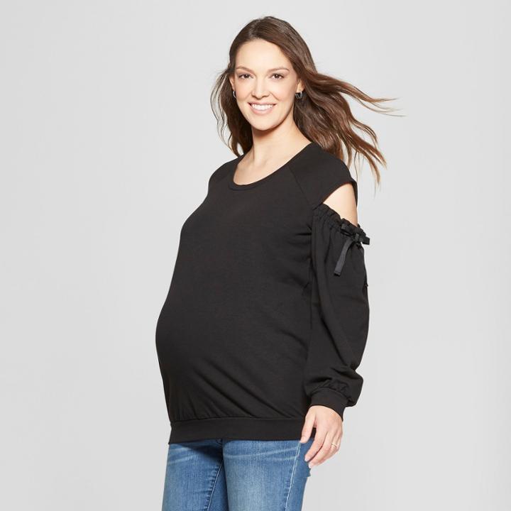 Maternity Peek A Boo Sweatshirt - Isabel Maternity By Ingrid & Isabel Black