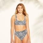 Women's Ribbed Bralette Bikini Top - Xhilaration Black And White Snake Print M, Women's,