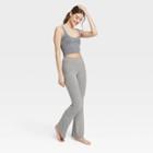 Women's Cozy Ribbed Crossover Waistband Flared Legging Pajama Pants - Colsie Heathered Gray