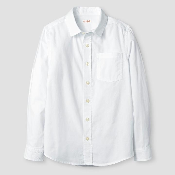 Boys' Long Sleeve Button-down Oxford Shirt - Cat & Jack White S, Boy's,