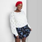 Women's Plus Size Boat Neck Pointelle Knit Pullover Sweater - Wild Fable Cream