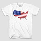 Mad Engine Men's Usa Map Flag Americana Short Sleeve Graphic T-shirt - White S, Men's,