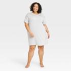 Women's Plus Size Beautifully Soft Striped Short Sleeve Nightgown - Stars Above Gray