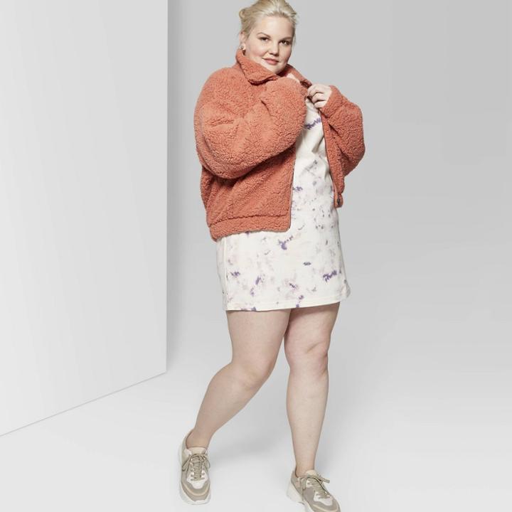 Women's Plus Size Short Sleeve Crewneck T-shirt Dress - Wild Fable Ivory