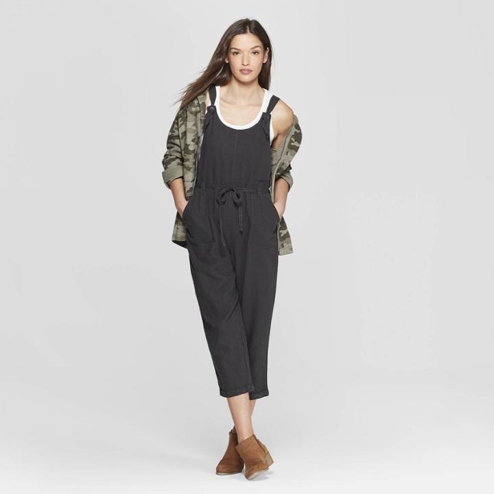 Women's Sleeveless Belted Overalls - Universal Thread Gray