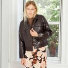 Women's Alligator Print Trucker Jacket - Who What Wear Wine