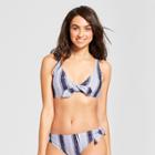 Clean Water Cleanwater Women's Striped Tie Front Bralette Bikini - Blue
