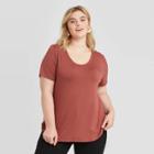 Women's Plus Size Short Sleeve Scoop Neck Relaxed T-shirt - Ava & Viv Rose 1x, Women's, Size: