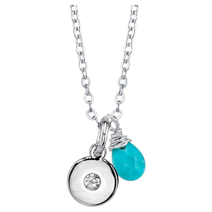Target Women's Silver Plated Turquoise Briolette Charm Necklace -