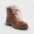 Women's Lindy Faux Fur Hiking Boots - A New Day Cognac