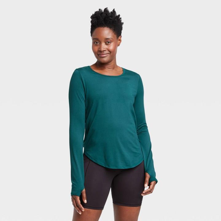 Women's Long Sleeve Essential T-shirt - All In Motion Teal Xs, Women's, Blue