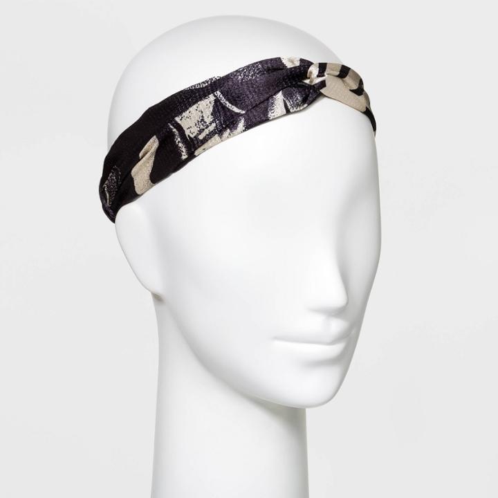 Satin Abstract Print Headwrap - A New Day Black