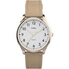 Women's Timex Easy Reader Leather Strap Watch - Rose Gold/beige, Beige/gold/pink