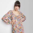 Women's Long Sleeve Cut Out Fit & Flare Dress - Wild Fable Floral Xs, Multicolor Floral