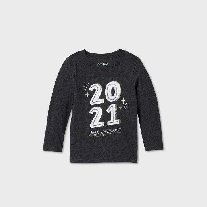 Toddler Boys' New Year's 2021 Graphic Long Sleeve T-shirt - Cat & Jack Black