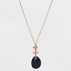 Organic Shape Semi-precious Dalmatian Jasper Pendant Necklace - Universal Thread Black