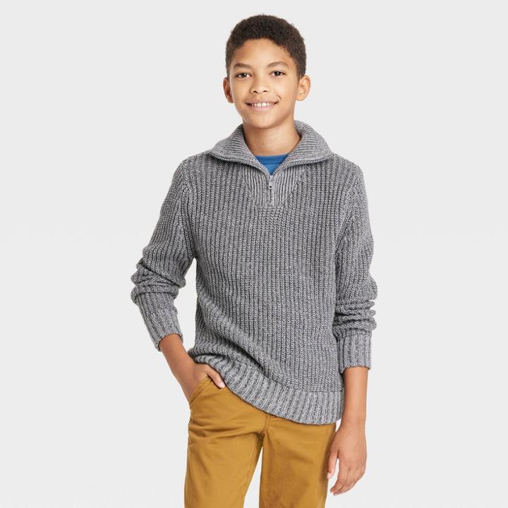 Boys' Quarter Zip Sweater - Cat & Jack Gray
