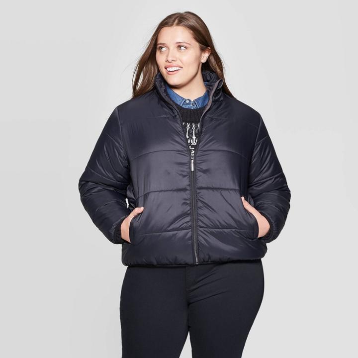 Women's Plus Size Puffer Jacket - Universal Thread Black