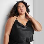 Women's Plus Size Sleeveless Satin Scarf Top - Wild Fable Black