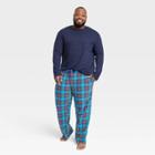 Men's Big & Tall Plaid Microfleece Pajama Set - Goodfellow & Co Blue
