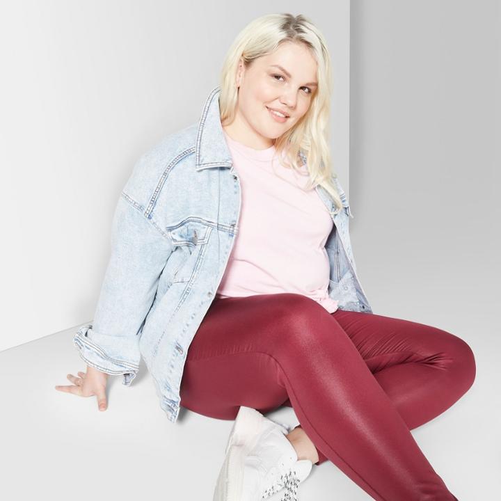 Women's Plus Size High-waist Faux Leather Leggings - Wild Fable