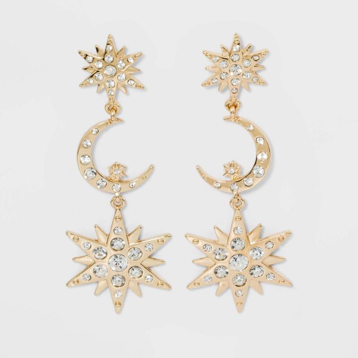 Sugarfix By Baublebar Stellar Drop Earrings With Crystal - Clear, Women's, Gold