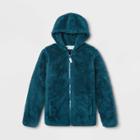 Kids' Long Sleeve Cozy Sherpa Hoodie Sweatshirt - Cat & Jack Teal Xl, Kids Unisex, Blue