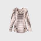 Maternity Striped Long Sleeve V-neck Side Shirred T-shirt - Isabel Maternity By Ingrid & Isabel Light Pink/navy