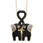 Target Women's Sterling Silver Accent Round-cut Black And White Diamond Pave Set Elephant Pendant - Yellow