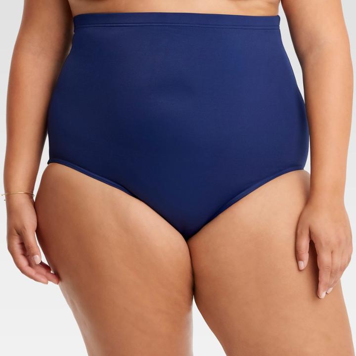 Plus Size Dreamsuit By Miracle Brands Women's Plus Slimming Control Ultra High Waist Bikini Bottom - Navy (blue)