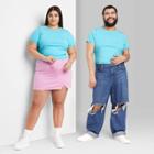 Plus Size Short Sleeve Fitted T-shirt - Wild Fable Aqua Blue