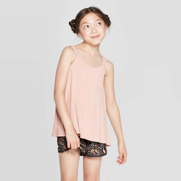 Girls' Crochet Back Tank Top - Art Class Pink