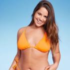 Women's Ribbed Triangle String Bikini Top - Wild Fable Orange