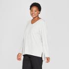 Women's Plus Size Long Sleeve V-neck T-shirt - Ava & Viv Light Heather Gray