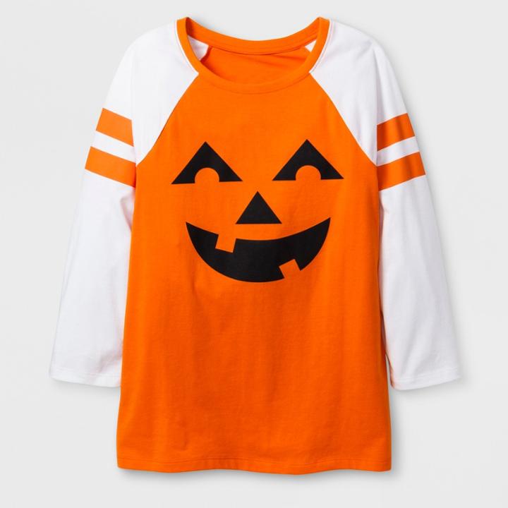 Shinsung Tongsang Women's 3/4 Sleeve Jack'o'lantern Raglan T-shirt - Orange