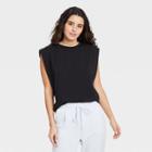 Women's Exaggerated Shoulder Tank Top - A New Day Black
