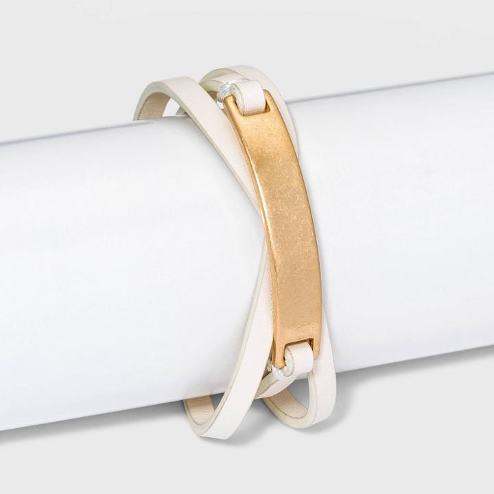 Faux Leather Wrap Bracelet - Universal Thread Cream, Ivory
