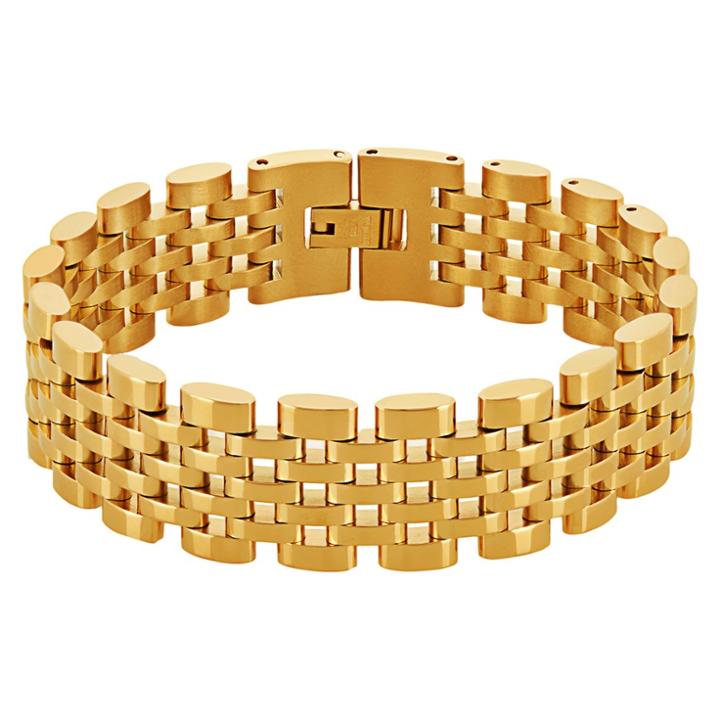 Men's Crucible Stainless Steel Brick Link Bracelet - Gold - Size (18mm) 8,