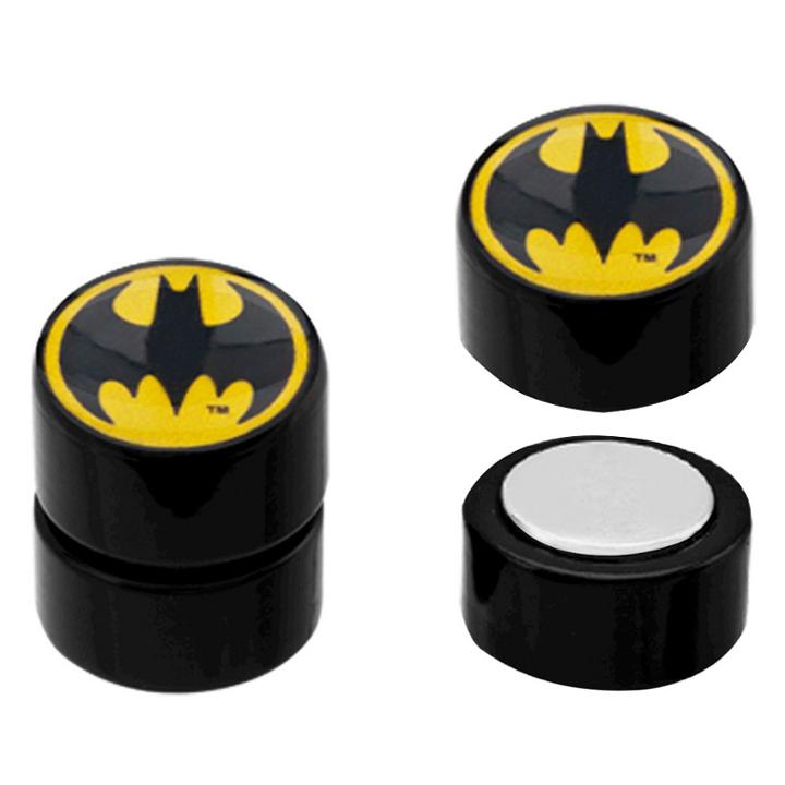 Women's Dc Comics Batman Logo Acrylic And Stainless Steel Magnetic Earrings - Black, Black/silver