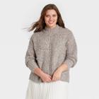Women's Plus Size Mock Turtleneck Pullover Sweater - A New Day Gray