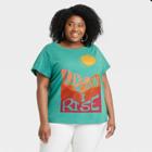No Brand Black History Month Women's Plus Size Like The Sun I Rise Short Sleeve Graphic T-shirt - Blue