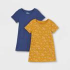 Toddler Girls' Adaptive Abdominal Access 2pk Knit Short Sleeve Dress - Cat & Jack Blue/mustard Yellow