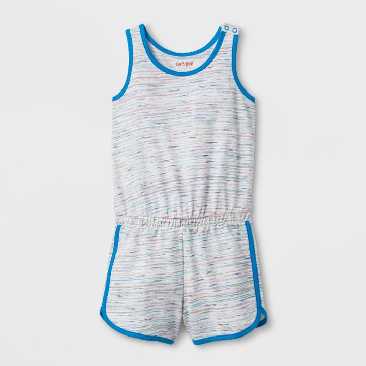 Girls' Sleeveless Spacedye Knit Romper - Cat & Jack Gray