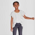 Girls' Woven Short Sleeve Top - Cat & Jack Charcoal
