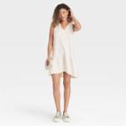 Women's Ruffle Sleeveless Hem Knit Dress - A New Day White